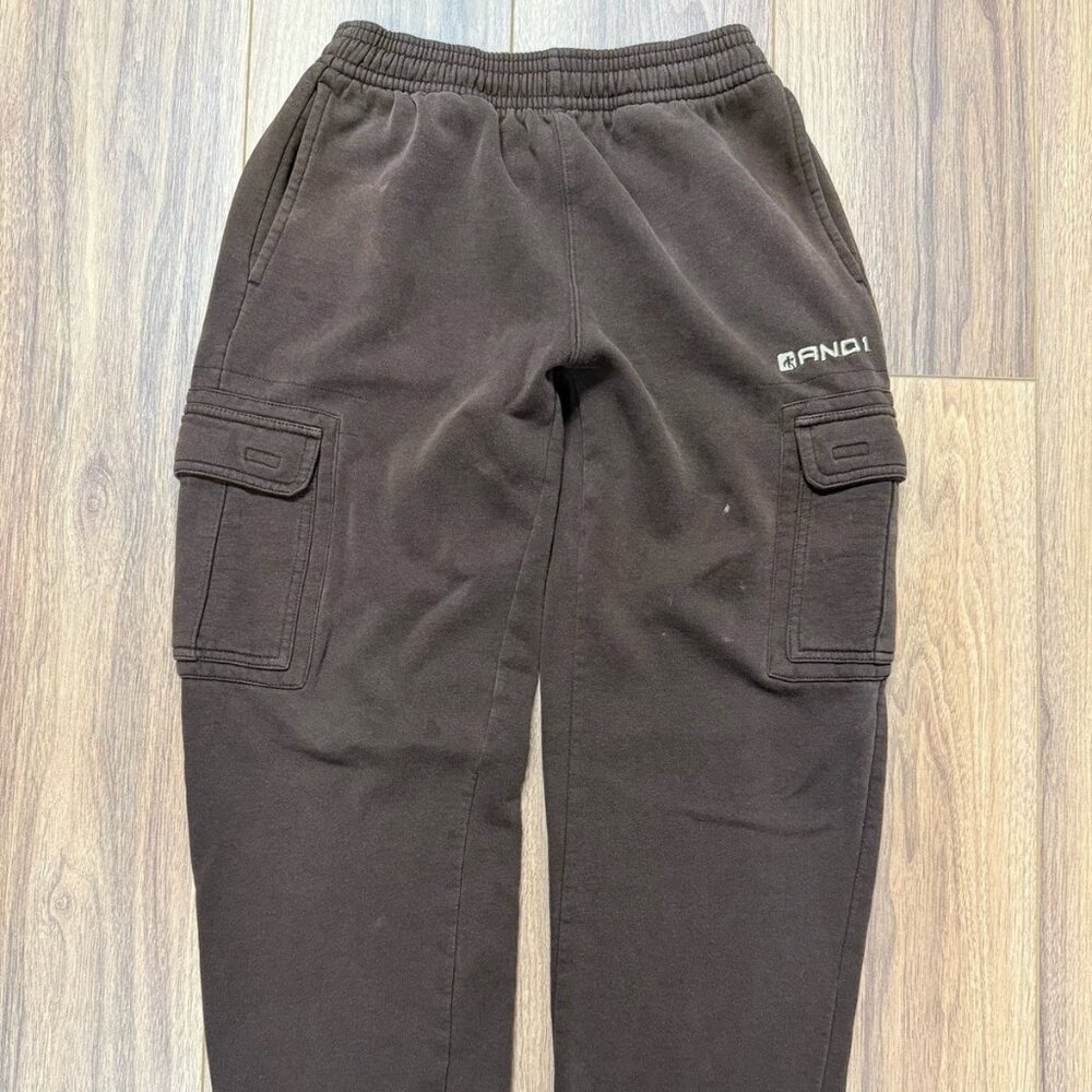 Vintage AND1 Sweatpants Mens Small (28x28) Brown Y2K Basketball Streetwear